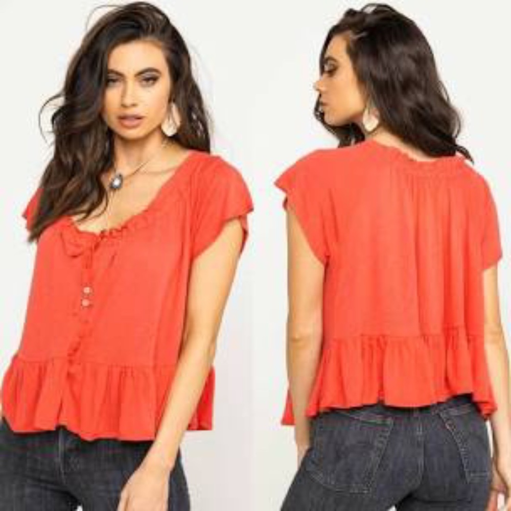 FP UO Camellia Babydoll Peplum Cropped Charlie Tee